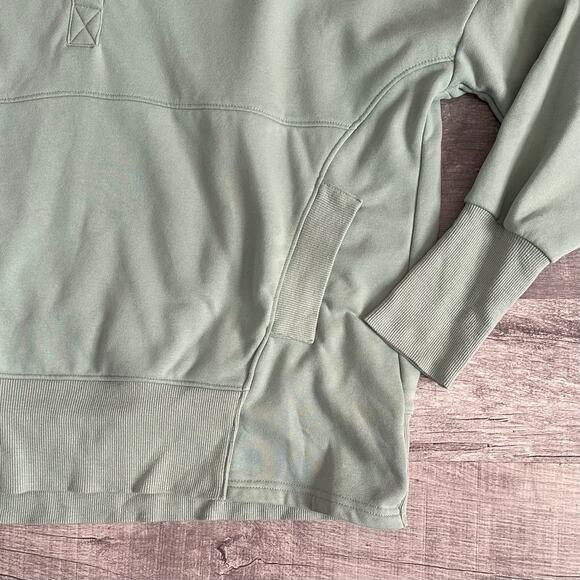 Boutique Oversized 1/4 Snap Hoodie Pullover Womens L Sage Ribbed - Picture 3 of 7